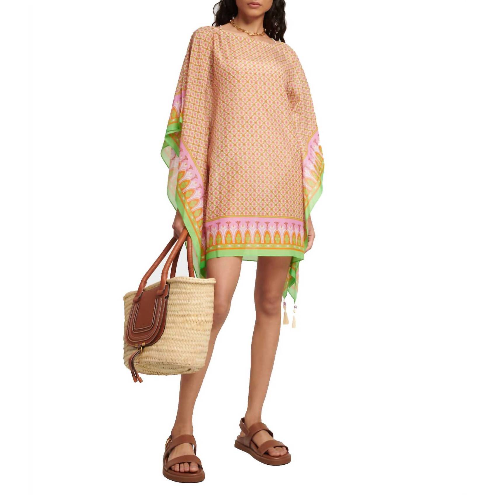 New Tory Burch Printed Beach Caftan Cover Up In Multi